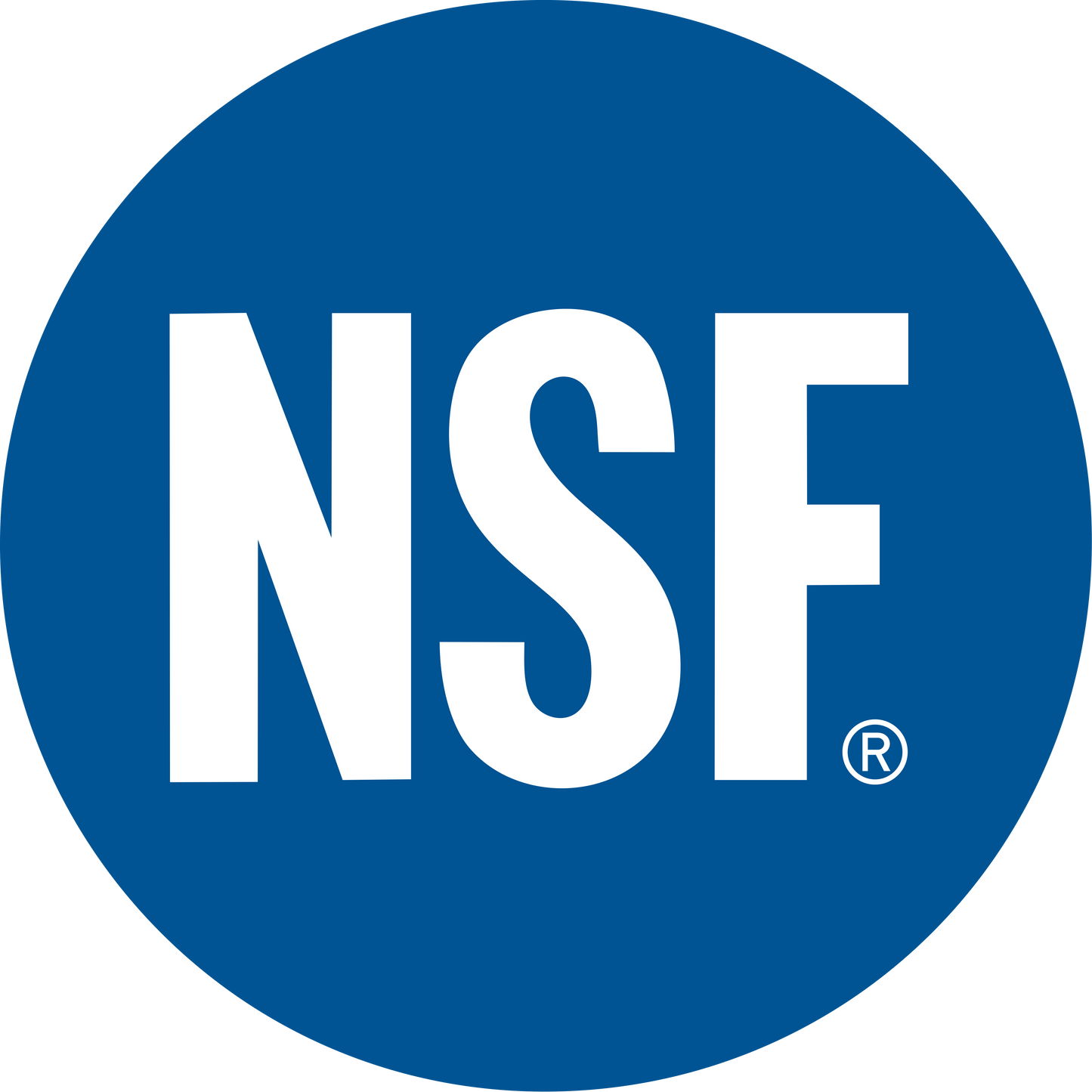 Blue circular logo with bold white letters NSF in the center, representing certification for safety and quality in Farm, Garden & Tool, Appliances, Camping, and Emergency Supplies collections.