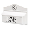 White and black handcrafted wall mount mailbox made in USA, personalized with house number and monogram, enhancing curb appeal in Home & Decor and Mailboxes collections.
