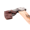 Handcrafted carpenter’s axe with a forged steel head featuring a straight edge and a natural wood handle, including a protective leather sheath, ideal for Farm, Garden & Tool and Axes collections.