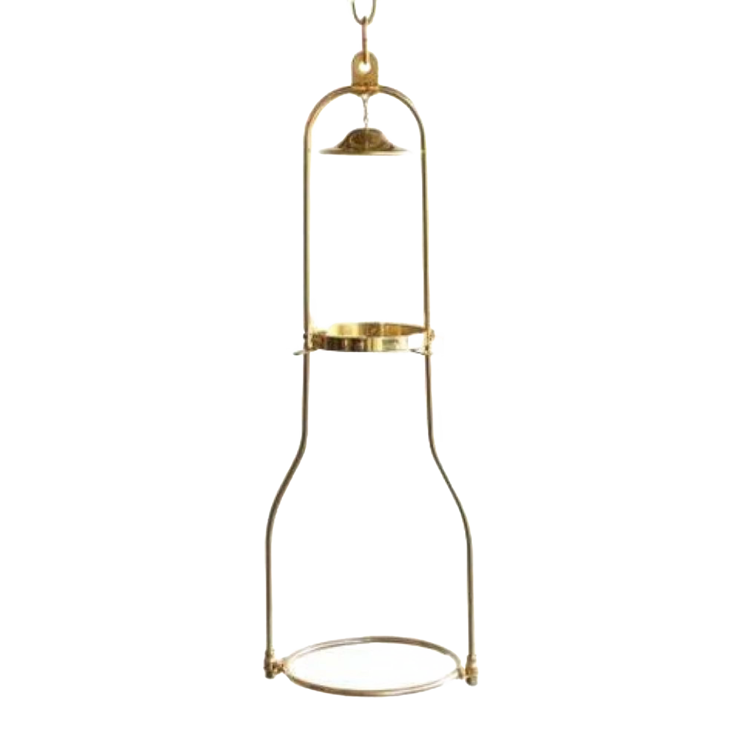 Solid brass hanging bracket with a tilt frame design for oil lamps, suitable for hanging lamps and oil lamp collections in lamps and lighting categories.