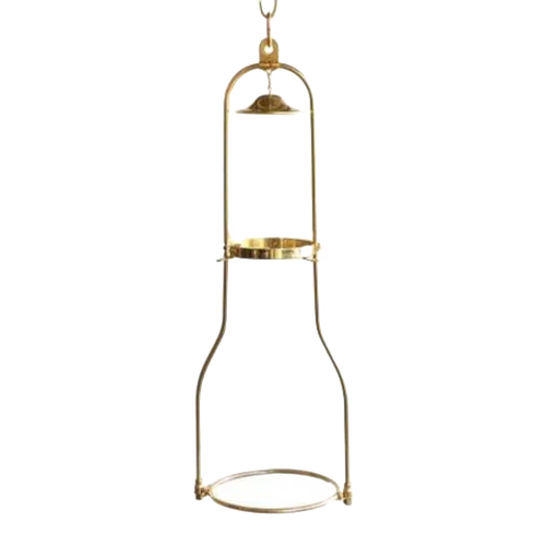 Solid brass hanging bracket with a tilt frame design for oil lamps, suitable for hanging lamps and oil lamp collections in lamps and lighting categories.