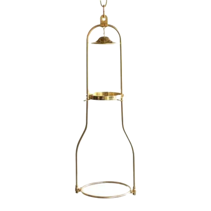 Solid brass hanging bracket with a tilt frame design for oil lamps, suitable for hanging lamps and oil lamp collections in lamps and lighting categories.