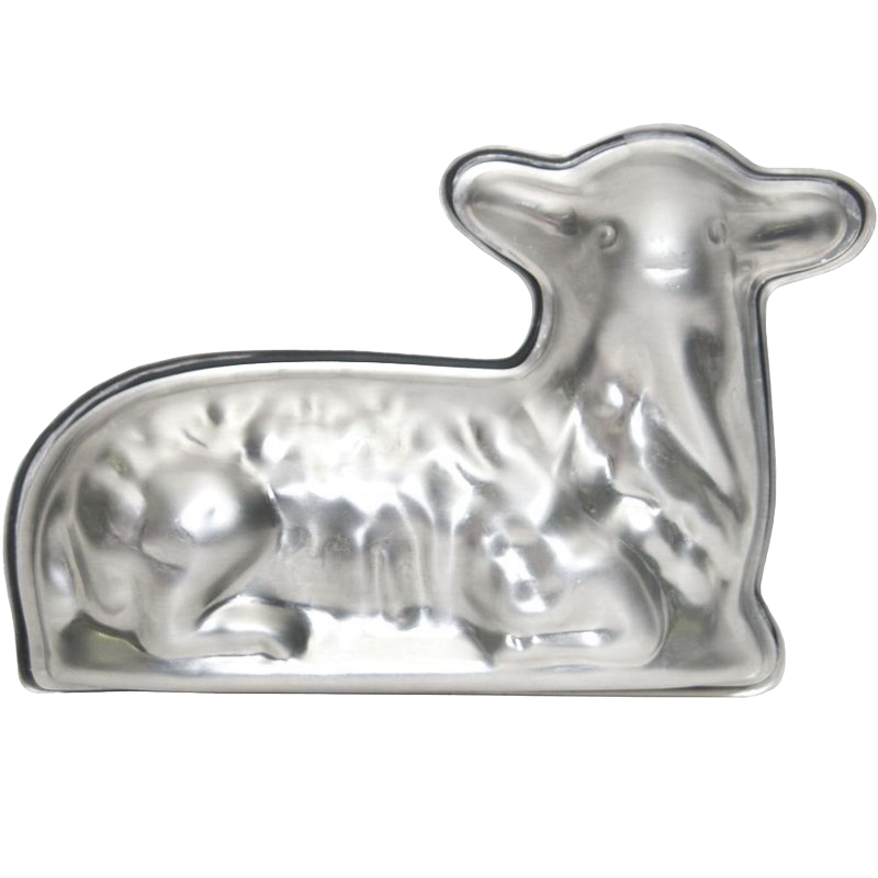 Handcrafted aluminum lamb baking pan made in USA, perfect for baking festive cakes, featured in Kitchen & Food, Cookware, Baking Supplies, USA Made, Best Sellers, and Promo Eligible collections.
