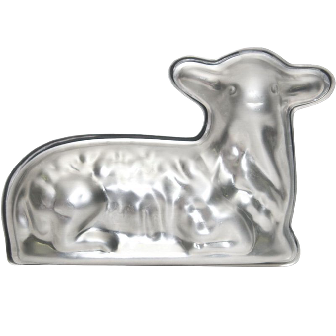 Handcrafted aluminum lamb baking pan made in USA, perfect for baking festive cakes, featured in Kitchen & Food, Cookware, Baking Supplies, USA Made, Best Sellers, and Promo Eligible collections.