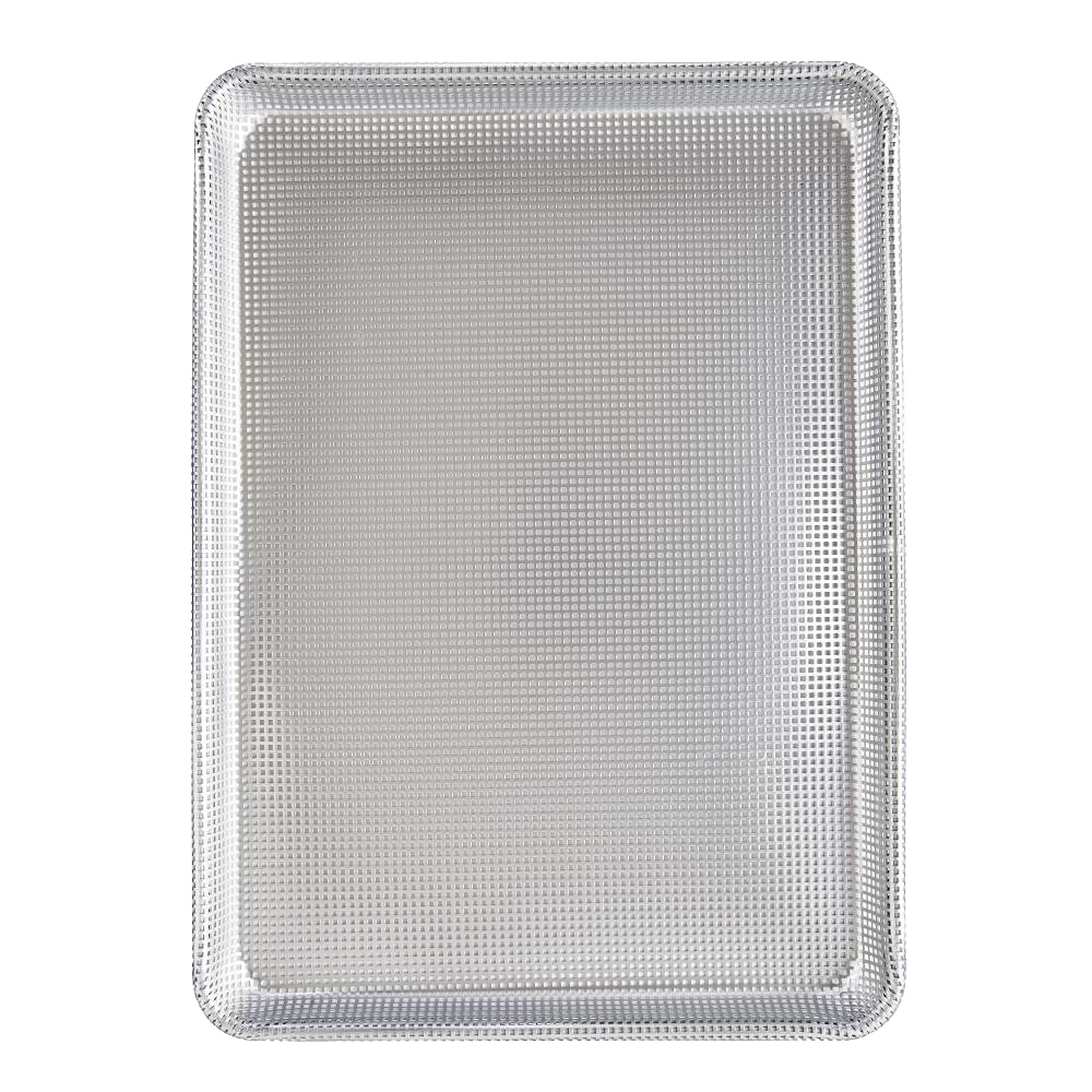 Half size perforated nonstick crisp pan with small evenly spaced holes for airflow, crafted for crispier baking without oil, featured in Kitchen & Food, Cookware, and Baking Supplies collections.
