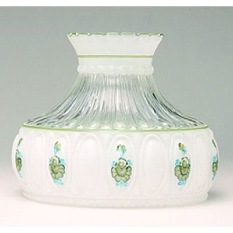 Unique handcrafted 10-inch glass lamp shade featuring delicate green rose accents and soft light diffusion, ideal for lamps and lighting, parts and accessories, and best sellers collections.