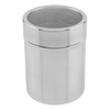 Stainless steel shaker with fine mesh top and twist-lock plastic lid, designed for delicately sprinkling powders; a versatile addition to Kitchen & Food, Dinnerware, and Kitchen Gadgets collections.