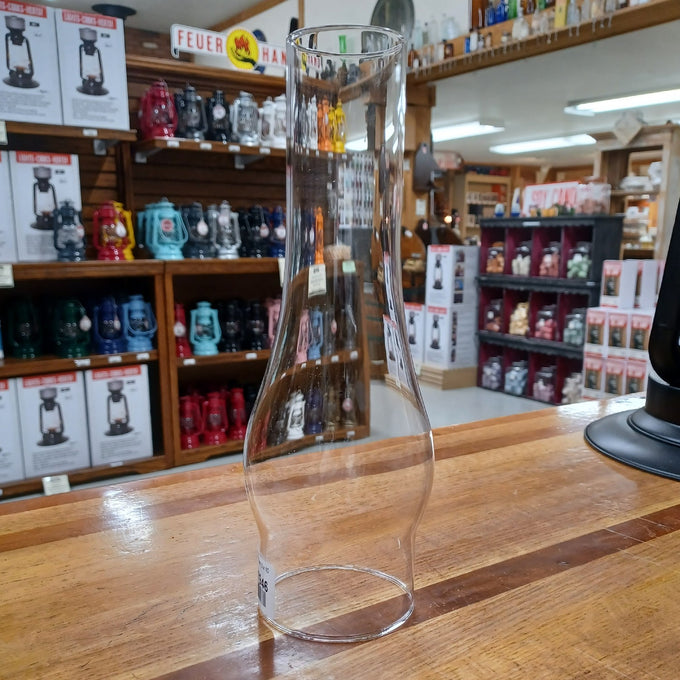Handcrafted clear glass oil lamp chimney with a 3-inch base, ideal for Lamps & Lighting, Parts and Accessories, Chimneys and Globes, Best Sellers, and Promo Eligible collections.