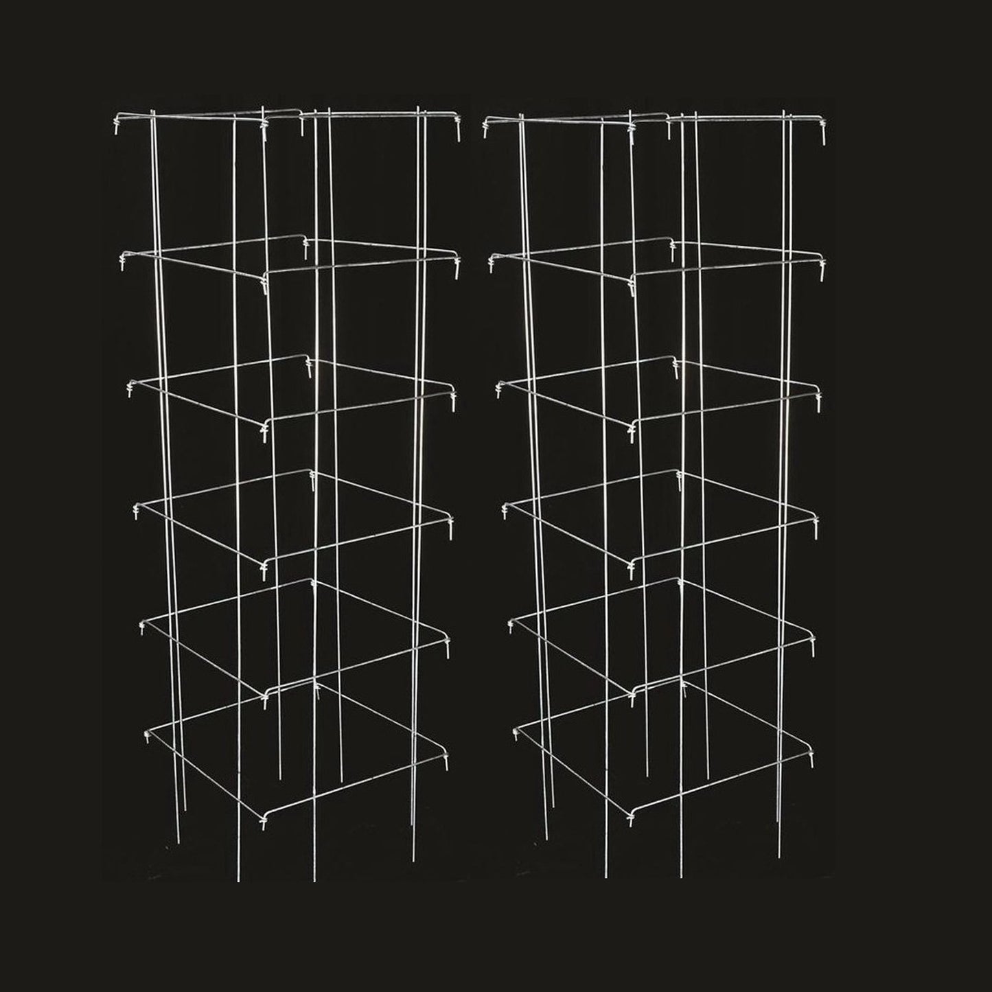 Pair of handcrafted collapsible steel tomato cages with vertical and horizontal wire supports, made in USA, featured in Farm, Garden & Tool, Seeds and Planting, USA Made, and Best Sellers collections.