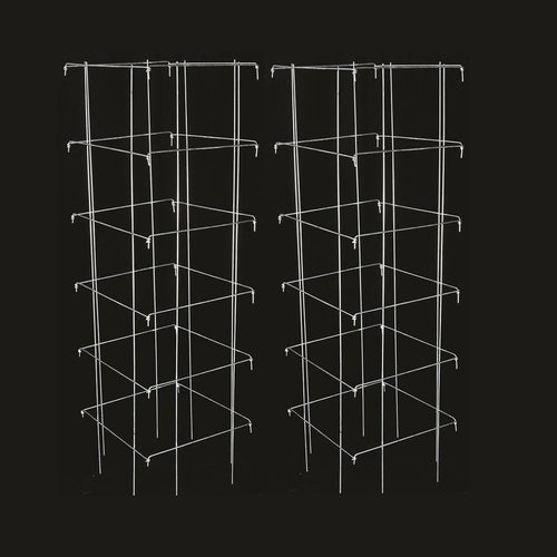 Pair of handcrafted collapsible steel tomato cages with vertical and horizontal wire supports, made in USA, featured in Farm, Garden & Tool, Seeds and Planting, USA Made, and Best Sellers collections.