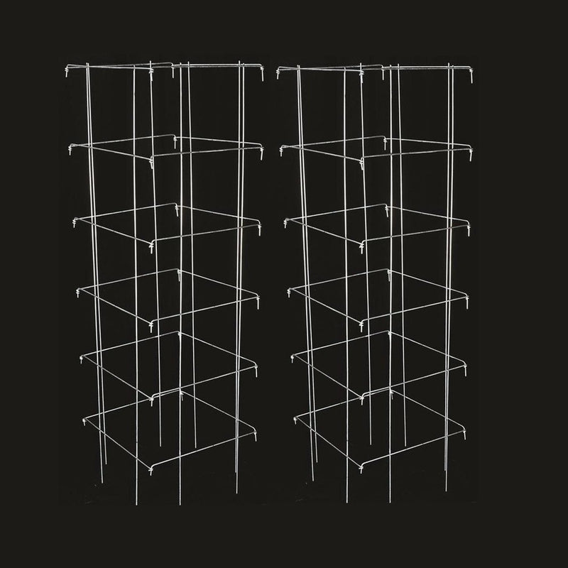 Pair of handcrafted collapsible steel tomato cages with vertical and horizontal wire supports, made in USA, featured in Farm, Garden & Tool, Seeds and Planting, USA Made, and Best Sellers collections.
