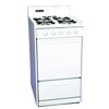 White handcrafted gas range with four burners, manual control knobs, and an oven door, featured in USA Made and Stoves collections for reliable, no-electricity cooking.