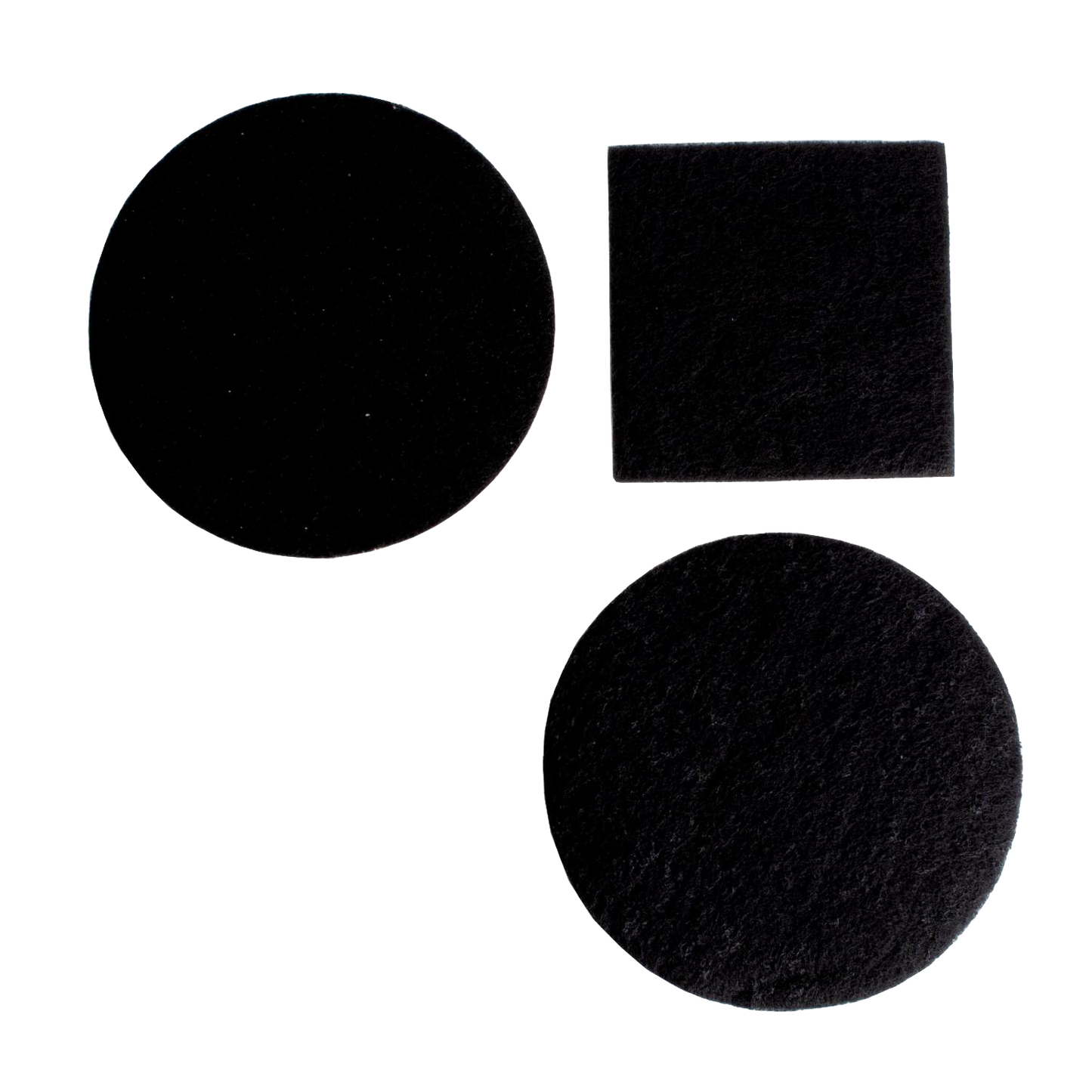 Two sets of black charcoal compost pail filters in round and square shapes, designed to control odors in kitchen composting, suitable for farm, garden, and kitchen use.