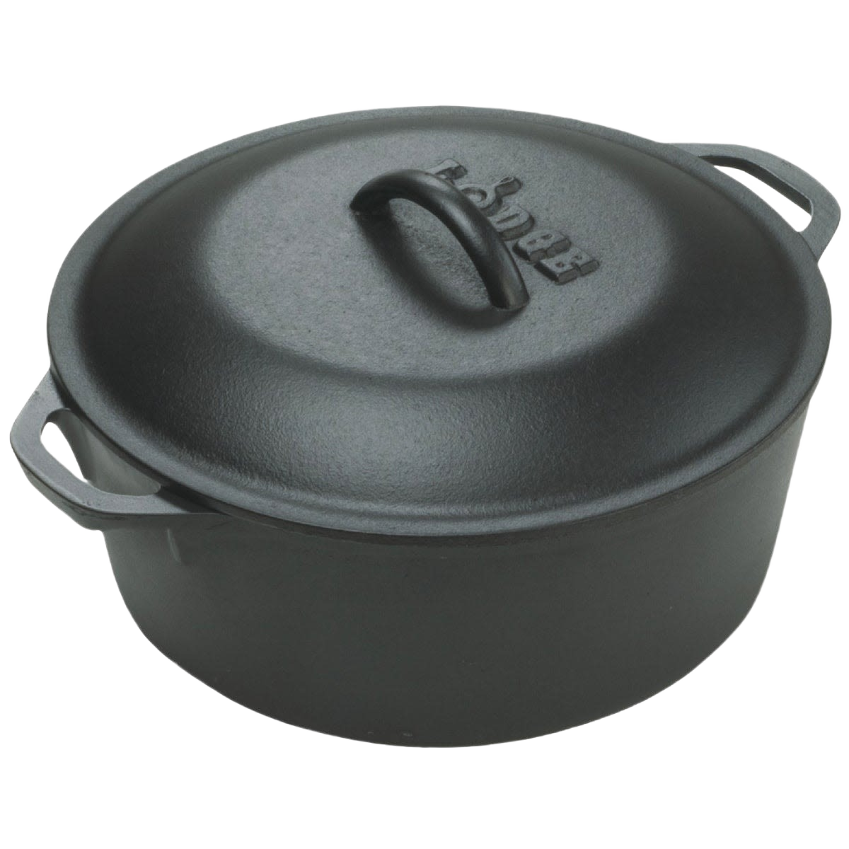 Handcrafted black cast iron Dutch oven with embossed lid and side handles, designed for durability and excellent heat retention in Kitchen & Food, Cookware, Cast Iron, USA Made, Best Sellers collections.