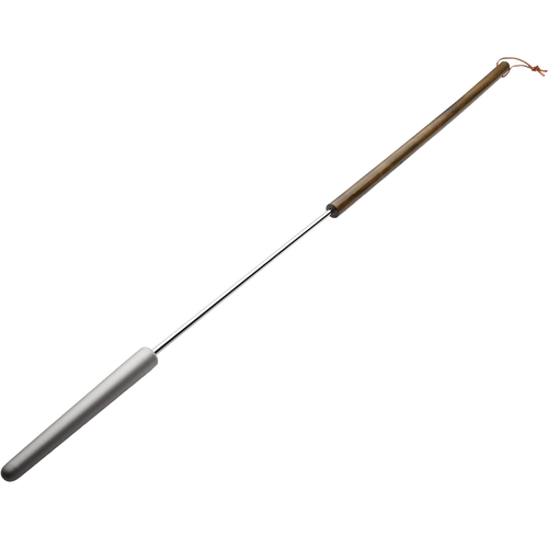 Long handcrafted bread and biscuit stick with a wooden handle and metal shaft, designed for roasting dough over a campfire, ideal for camping and farm tool use.