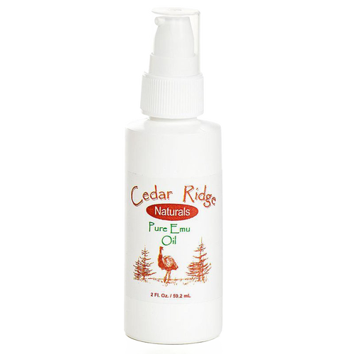 White plastic pump bottle of handcrafted emu oil with natural skincare label, part of Health & Wellness, Balms, Creams and Lotions, USA Made, Best Sellers, and Promo Eligible collections.