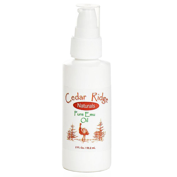 White plastic pump bottle of handcrafted emu oil with natural skincare label, part of Health & Wellness, Balms, Creams and Lotions, USA Made, Best Sellers, and Promo Eligible collections.