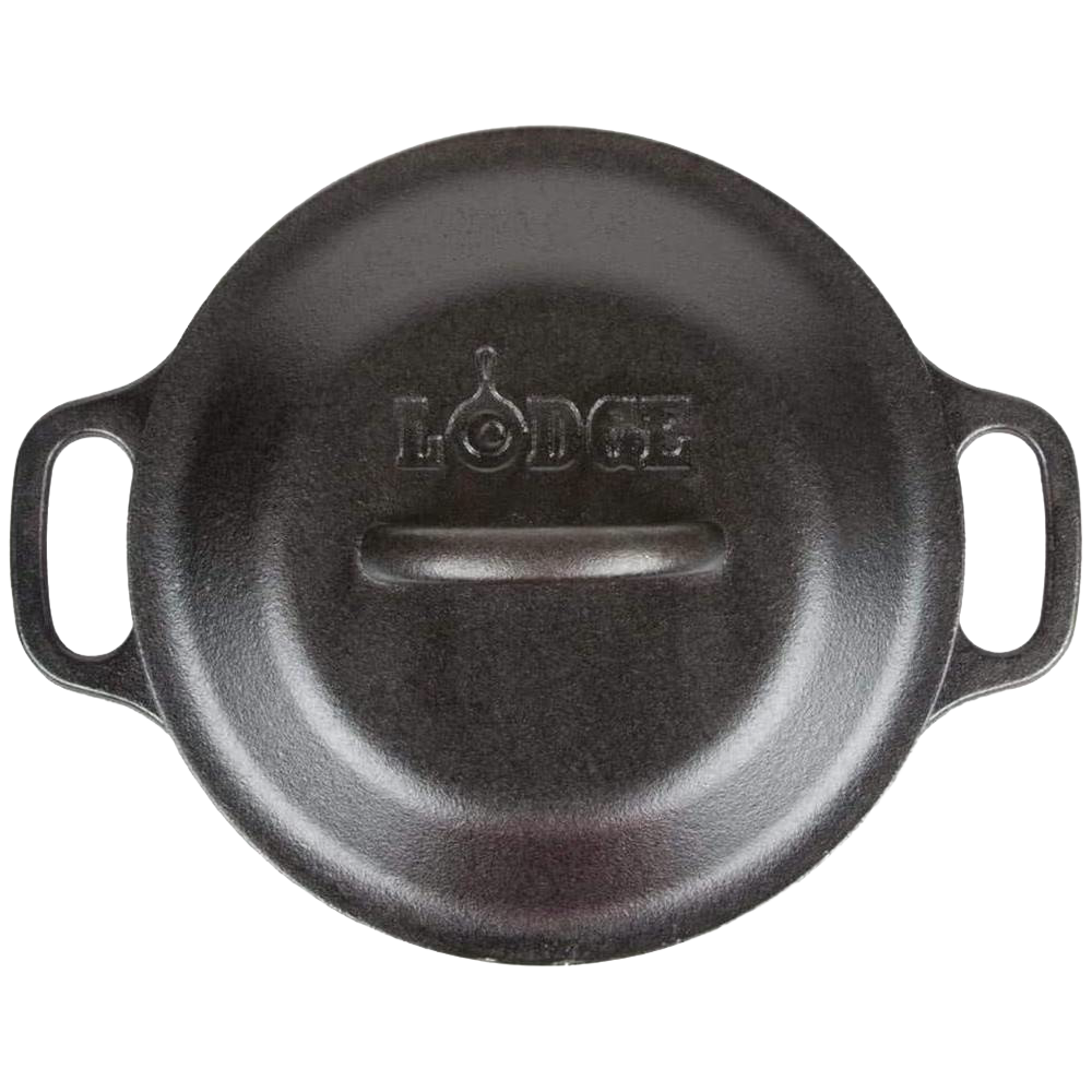 Handcrafted cast iron Dutch oven lid embossed with brand name, designed for durability and heat retention, ideal for Kitchen & Food, Cookware, Cast Iron, USA Made, Best Sellers collections.