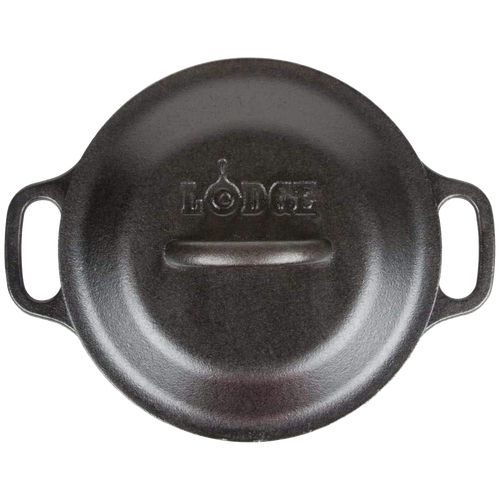 Handcrafted cast iron Dutch oven lid embossed with brand name, designed for durability and heat retention, ideal for Kitchen & Food, Cookware, Cast Iron, USA Made, Best Sellers collections.