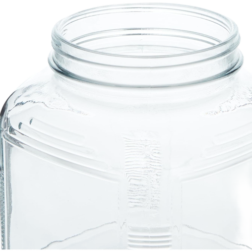 Clear glass 1-gallon replacement jar with a square shape and wide screw-top opening, handcrafted in the USA for kitchen, specialty equipment, and butter-making collections.