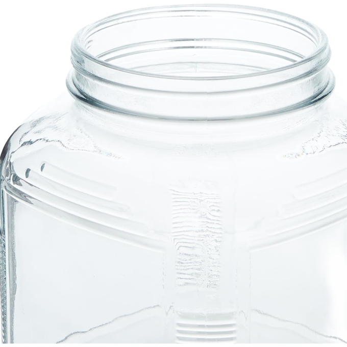 Clear glass 1-gallon replacement jar with a square shape and wide screw-top opening, handcrafted in the USA for kitchen, specialty equipment, and butter-making collections.