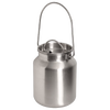 Brushed stainless steel milk can with welded bail tabs and sturdy handle, designed for versatile country decor and practical use, featured in Home & Decor and Farm collections.