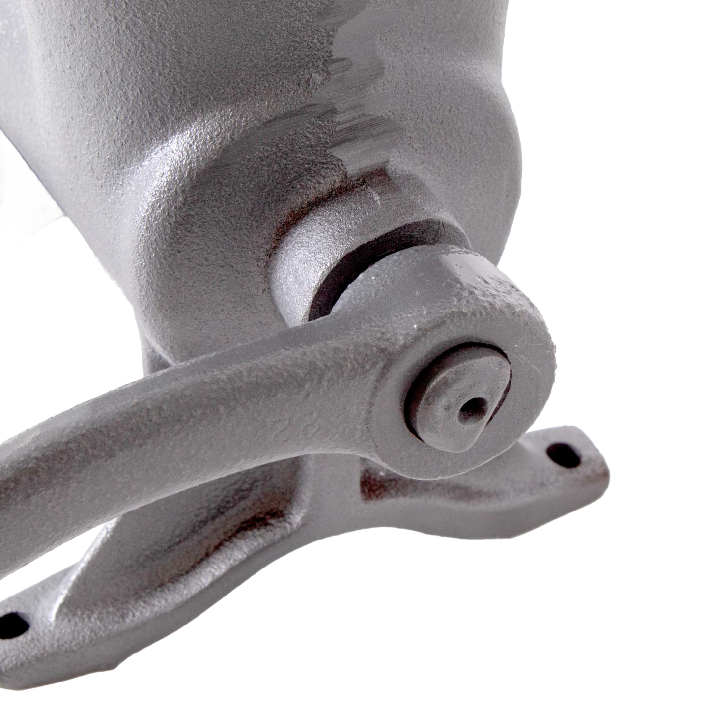 Close-up of a durable metal hand-crank bolt-down meat grinder component with tough Xylon coating, crafted in USA for professional use in Kitchen & Food and Butchering Supplies collections.