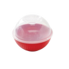 Red BPA-free microwavable popcorn popper with a clear vented lid, designed for single servings, made in USA, suitable for Kitchen & Food, Popcorn, and Kitchen Gadgets collections.