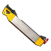 Compact yellow and black guided knife sharpener with diamond sharpening surface and angled guides, designed for precise blade sharpening in Farm, Garden & Tool and Kitchen & Food collections.