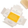 Open packaging of turmeric skin glow Ayurvedic bar soap showing natural ingredients and story of the herb, handmade and organic, featured in Health & Wellness and Soaps collections.