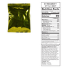 Gold metallic vacuum-sealed pouch for freeze-dried meat with detailed nutrition facts, designed for emergency supplies, pantry storage, and made in USA collections.