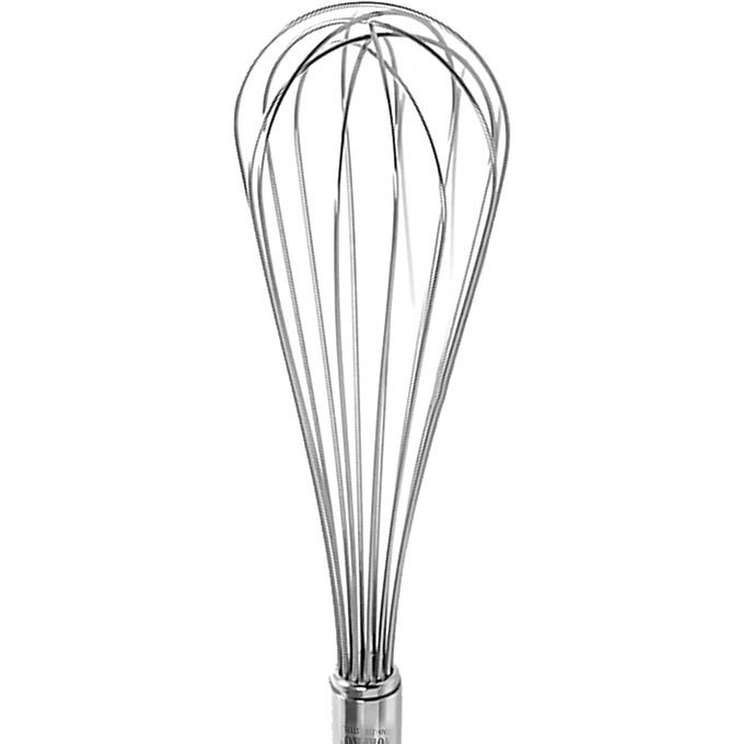 Stainless steel balloon whisk with polished wires and sturdy handle, designed for everyday use in Kitchen & Food, Cookware, Baking Supplies, and Kitchen Gadgets collections.