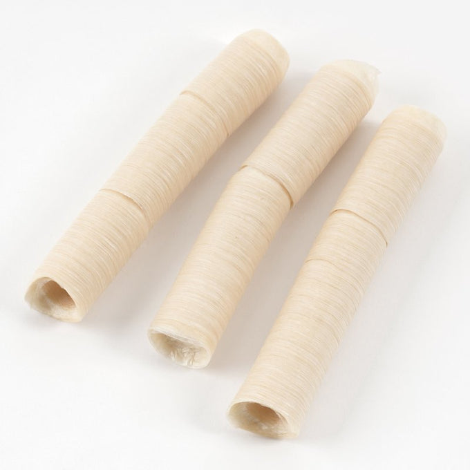 Three natural-looking smoked collagen sausage casings arranged on a white background, featured in Kitchen & Food, Specialty Equipment, Butchering Supplies, Best Sellers, and Promo Eligible collections.