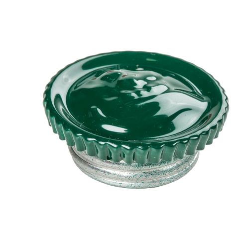 Deep green replacement filler cap with ridged edge and smooth glossy top, handcrafted for galvanized lanterns, featured in Lamps & Lighting, Emergency Supplies, and Parts and Accessories collections.