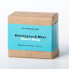 Handcrafted Natural Eucalyptus and Mint Shaving Soap wrapped in kraft paper with turquoise label, soothing blend ideal for sensitive skin, Health & Wellness, Grooming, Soaps, USA Made, Best Sellers collections.