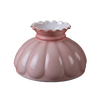 Victorian-style pink oil lamp shade with scalloped edge and fluted design, suitable for lamps and lighting, parts and accessories, and lamp shades collections.