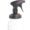 Reusable black plastic sprayer lid with adjustable trigger fitting a regular-mouth glass jar, designed for eco-friendly home cleaning, featured in USA Made and Household Helpers collections.