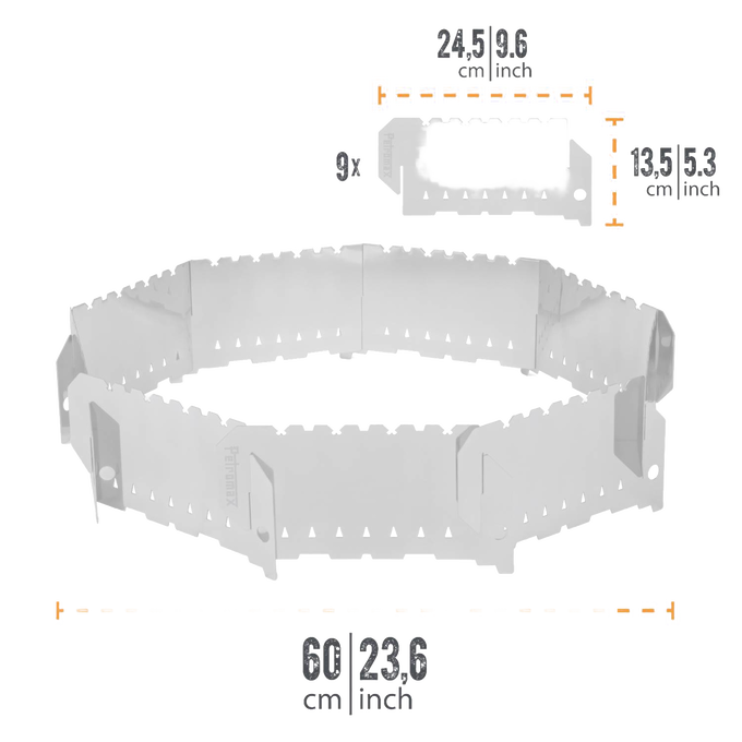 Wind-protected enclosure designed to fit fire bowls and Dutch ovens, featuring a plug-in setup for stable outdoor cooking, ideal for Farm, Garden & Tool, Camping, Best Sellers, and Promo Eligible collections.