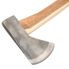 Handcrafted high carbon steel camping axe with a smooth hickory handle, Amish made in USA, designed for wood cutting and hauling in farm, garden, and tool collections.