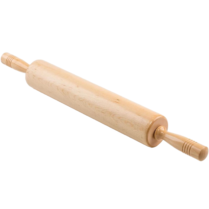 Handcrafted 15-inch traditional maple rolling pin with extra-long comfortable handles, made in USA from solid rock maple, ideal for Kitchen & Food, Cookware, Baking Supplies, and Best Sellers collections.