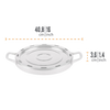 Round stainless steel pizza baking tray with handles, featuring vent holes and a raised center, designed for camping ovens, suited for Farm, Garden & Tool, Camping, and Best Sellers collections.