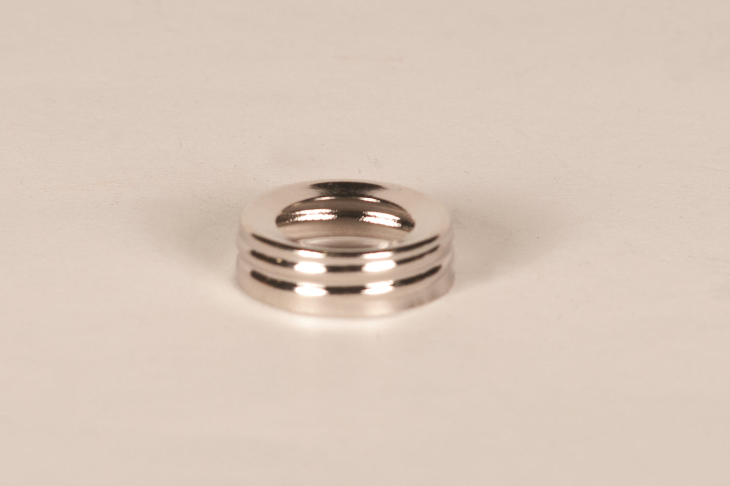 Polished metal thread ring designed for oil lamp caps with a 1-inch male coarse thread, compatible with most glass fonts, featured in Lamps & Lighting, Parts and Accessories, and Best Sellers collections.