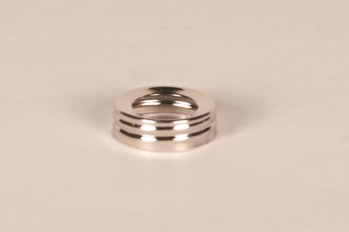 Polished metal thread ring designed for oil lamp caps with a 1-inch male coarse thread, compatible with most glass fonts, featured in Lamps & Lighting, Parts and Accessories, and Best Sellers collections.