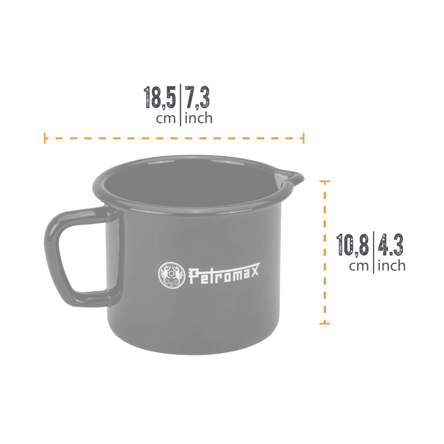 Gray enameled steel milk pot with sturdy handle and pour spout, handcrafted for durable use in Farm, Garden & Tool, Kitchen & Food, Camping, Cookware, Pots and Pans, and Best Sellers collections.