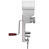 Compact grain mill with adjustable grind dial and stainless steel burrs, featuring a hand crank with wooden handle and clamp mount, ideal for Kitchen & Food and Bread Making Supplies collections.