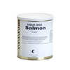 Metal can of uncooked freeze-dried salmon fillets with a simple white label, ideal for long-term storage in Kitchen & Food, Emergency Supplies, and Freeze Dried collections.