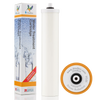 White cylindrical water treatment cartridge designed to reduce nitrates, shown with branded packaging and suitable for use in appliances, water heating and treatment, and best sellers collections.