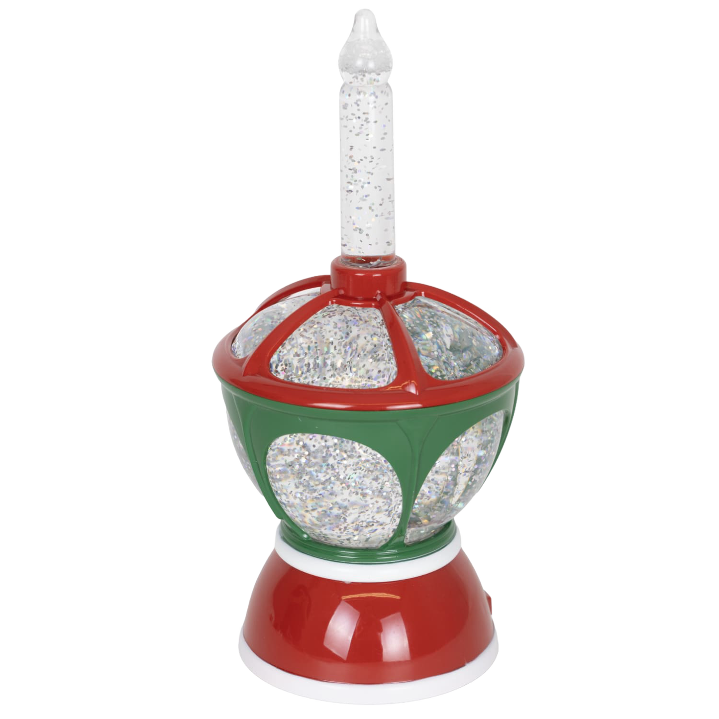 Unique handcrafted retro-style Christmas swirl bubble light in red and green with glitter-filled bubble, designed for Home & Decor, Holiday Decor, Best Sellers, and Promo Eligible collections.