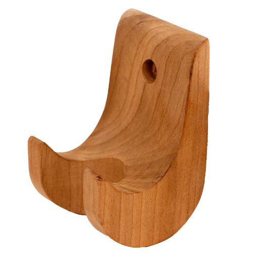 Handcrafted unfinished cherry wood noodle cutter holder with smooth curves and mounting hole, made in USA, fitting Kitchen & Food, Food Prep, Amish Made, and Best Sellers collections.