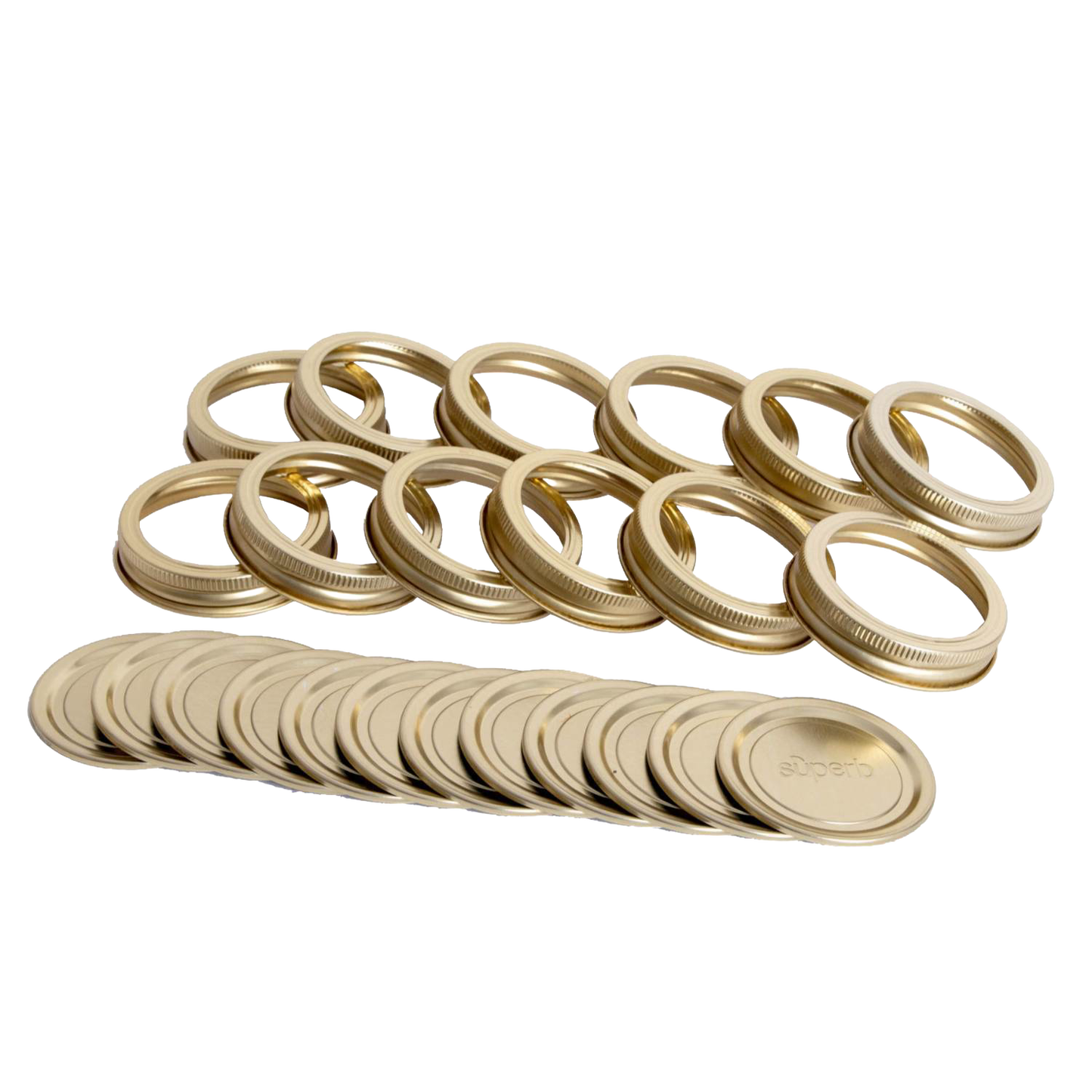 Set of 12 superb quality canning jar lids and bands with BluSeal™ technology, crafted in USA for reliable sealing in Kitchen & Food and Food Preservation collections.